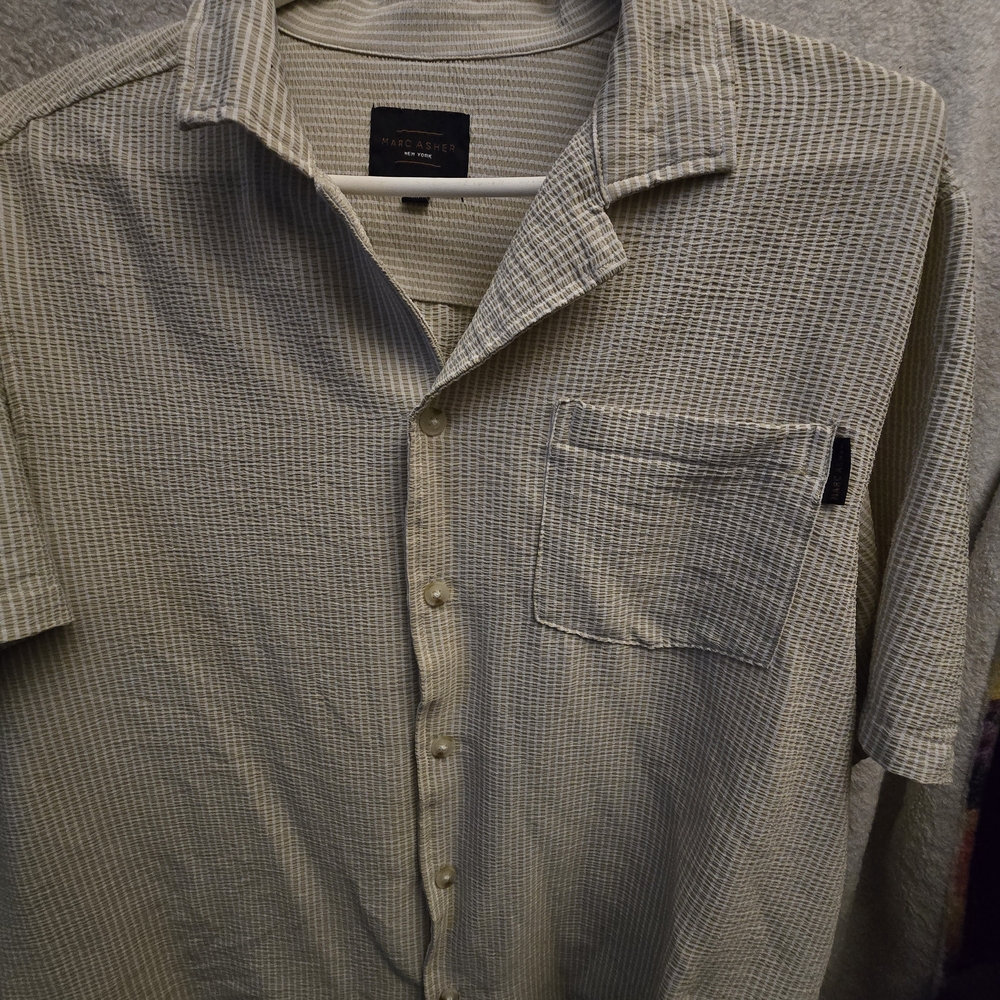 Marc New York Men's Light Creme And White Dress Shirt